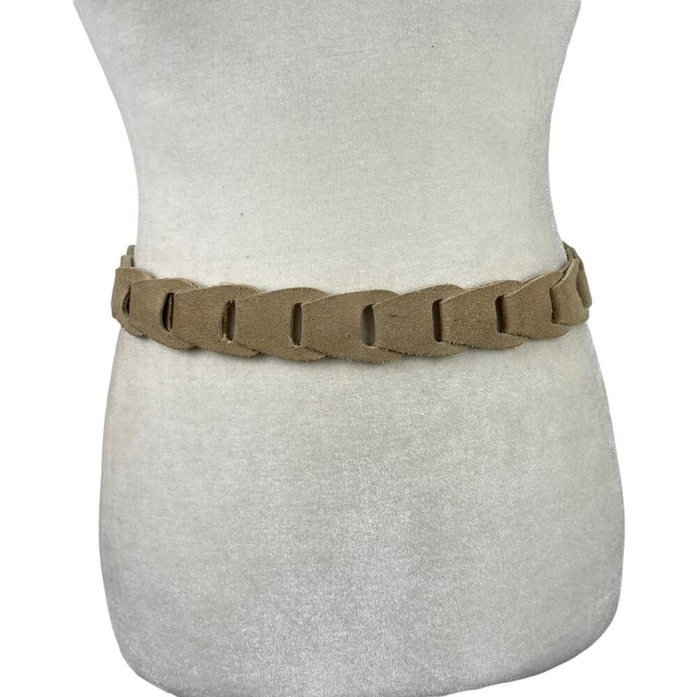 Women’s Western Cowgirl Boho Link Suede Leather Belt in Tan